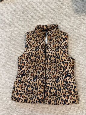 Gap Leopard Print Puffer Vest - Tan and Black